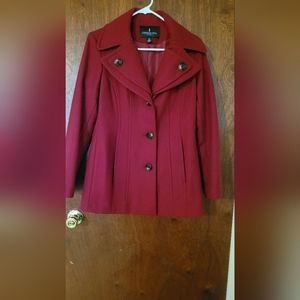 London Fog Women Red Pea Coat XSMALL